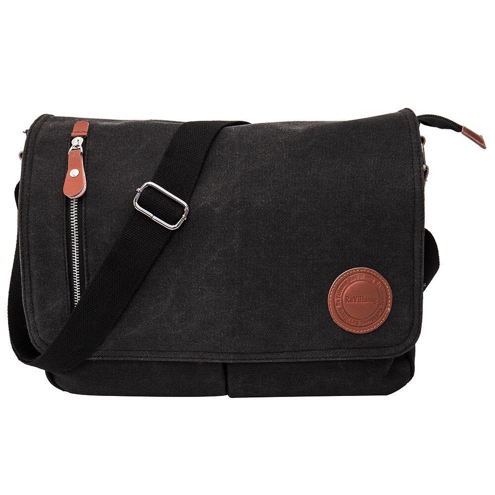 Mannen Messenger Schoudertas voor man bolsa handtassen Canvas Lederen Crossbody Tassen luxe big masculina: Zwart