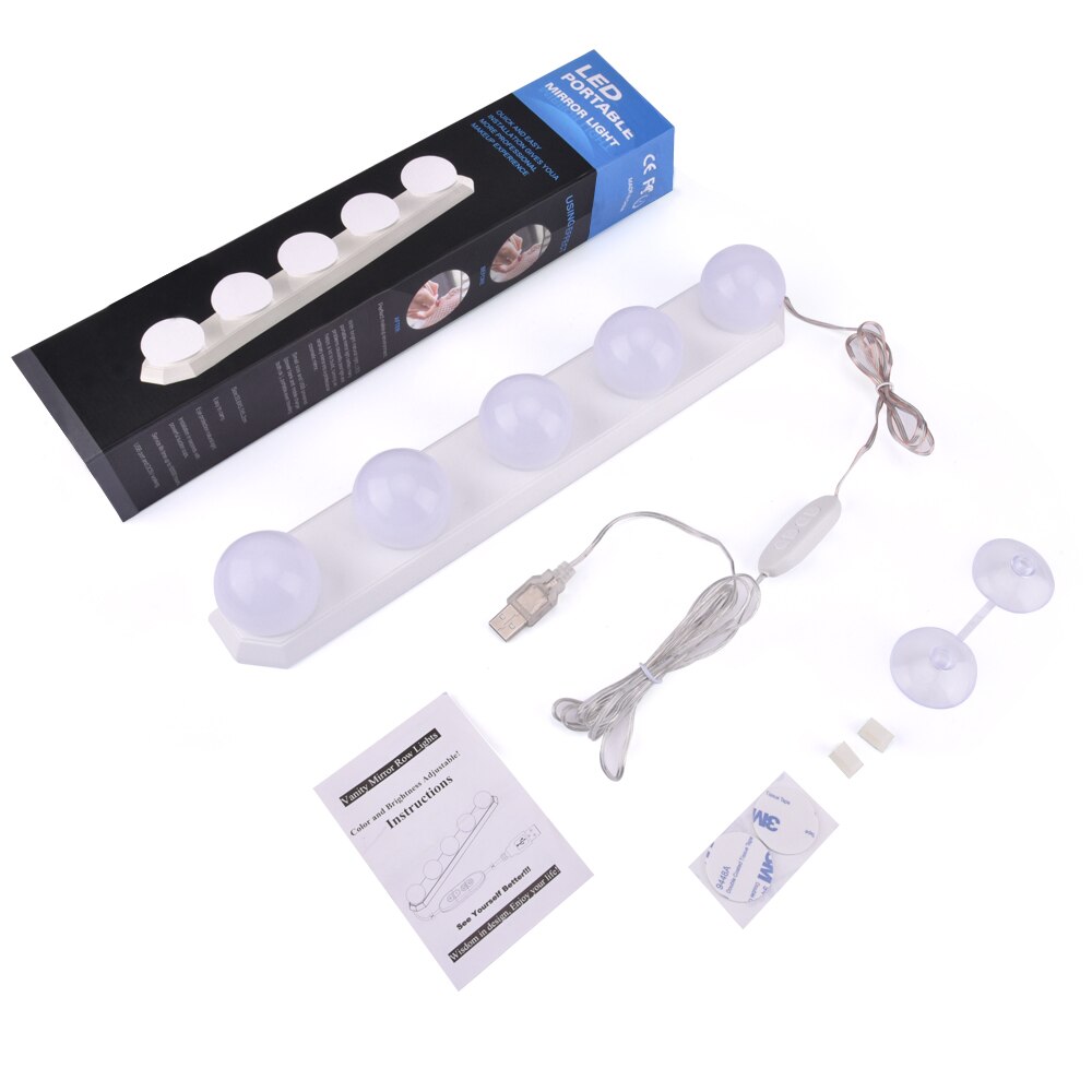 LED Makeup Mirror Light Bulb Hollywood Vanity Wall Lamp Cosmetic Light Adjustable Light Bulb for Dressing Table: 5 Bulbs