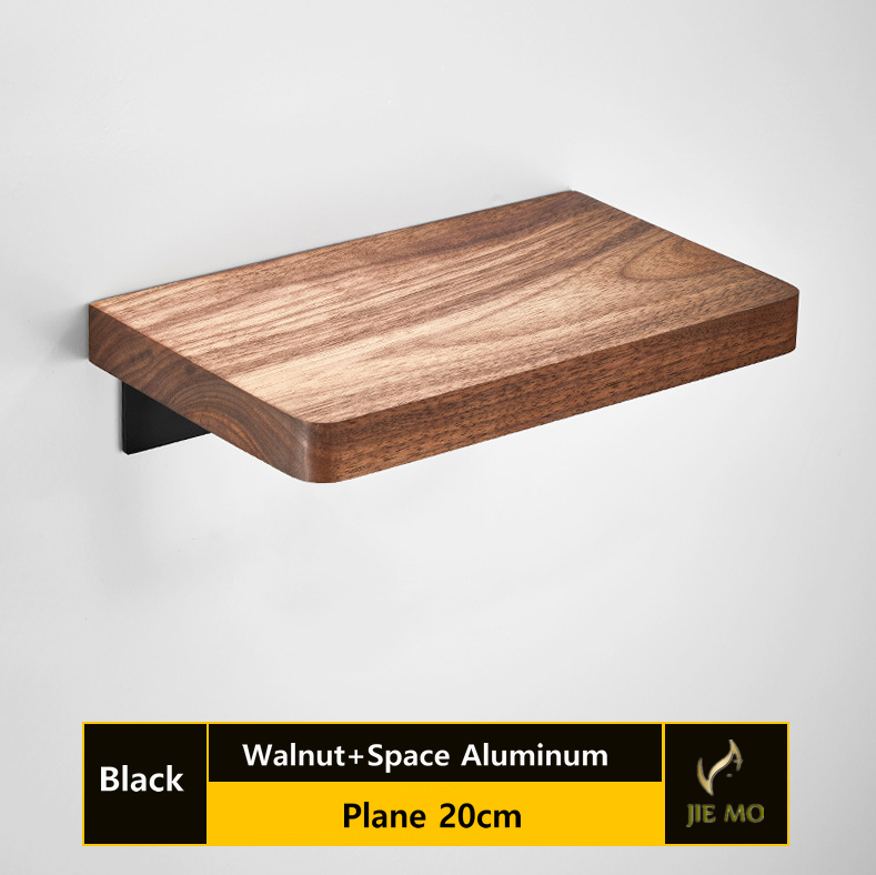 Bathroom Walnut rack the wall hanging storage shelf wood storage shelf: WHITE