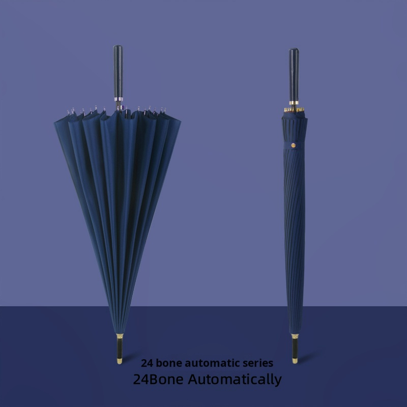 Musan 24 Ribs Long Handle Female UV Umbrella Parasol for Men Integrated Button Automatic Large Wind-Resistant rain umbrella: plum