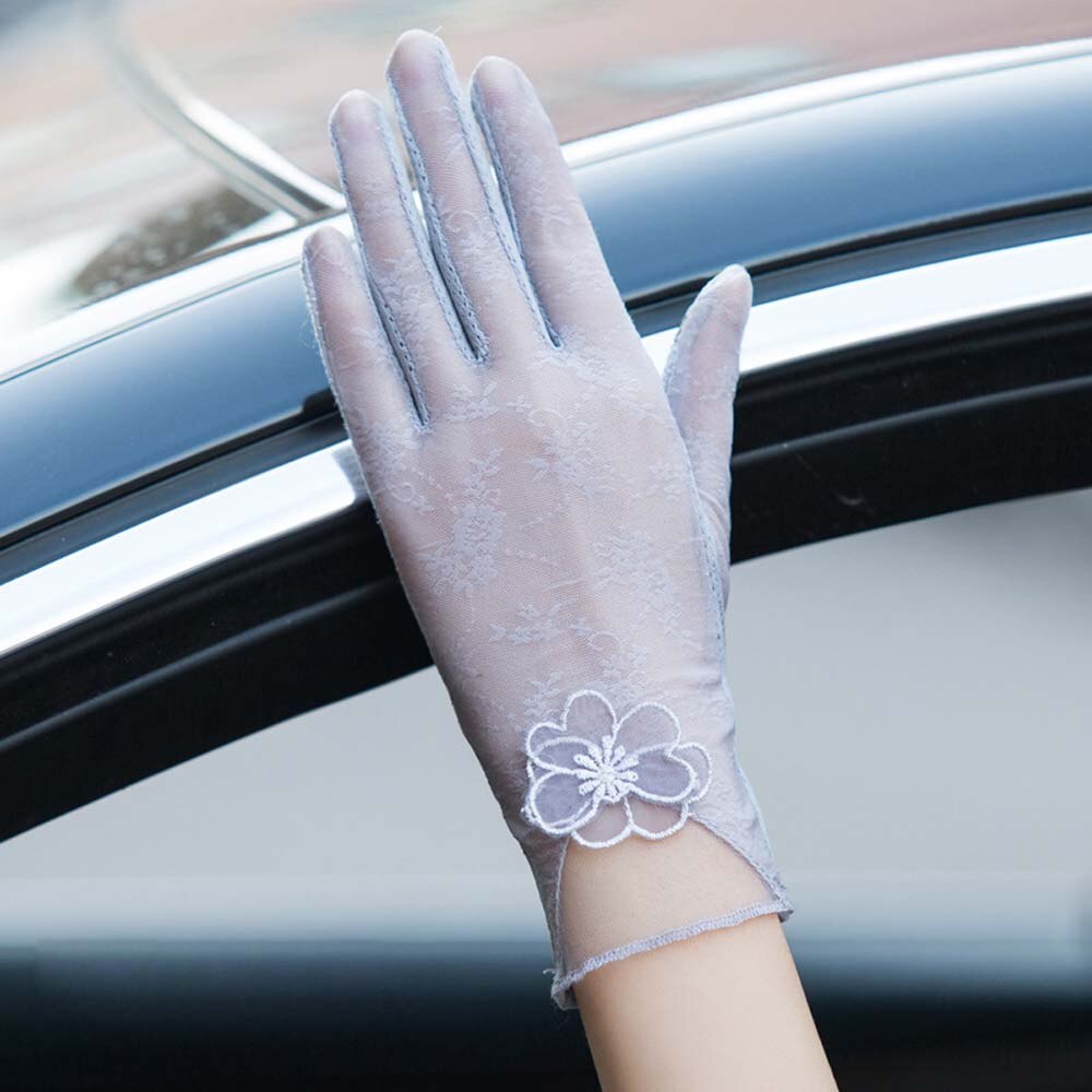 Zon Bescherming Handschoenen Vrouwelijke Zomer Uv Bescherming Dunne Gedeelte Rijden Kant Ijs Zijde Full-Vinger Handschoenen: GB