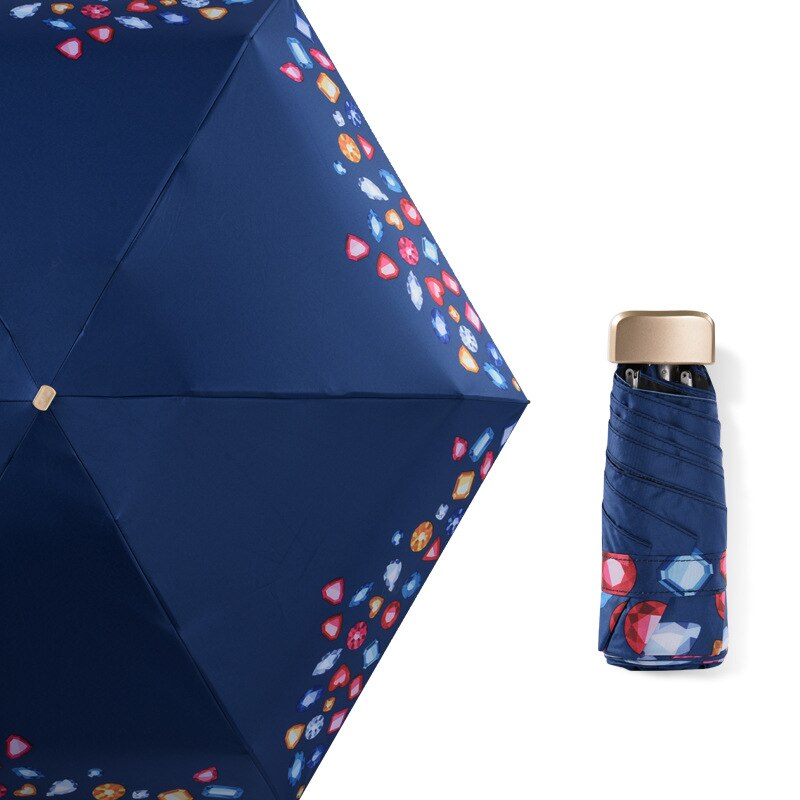 5 sombrillas plegables portátiles de protección solar Mini Parasol femenino de revestimiento negro pequeño Paraguas de bolsillo de negocios femenino Paraguas: A style