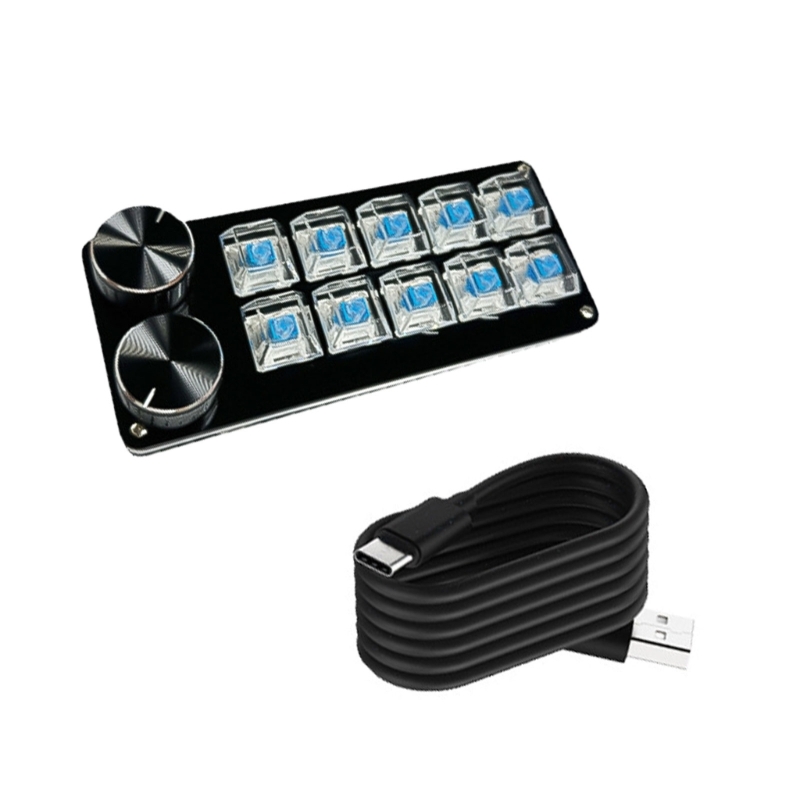 High Efficiency Programmable Macro Keyboards,9/10/12/15Key Mechanical Gaming Keypad for Multimedia and Industrial Use: BROWN