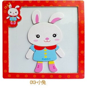 Holzspielzeug 3D Magnetische Puzzle Holz Baby Spielzeug Tiger/Bär Frosch Cartoon Tiere Kühlschrank Magnet Pädagogisches: Rabbit