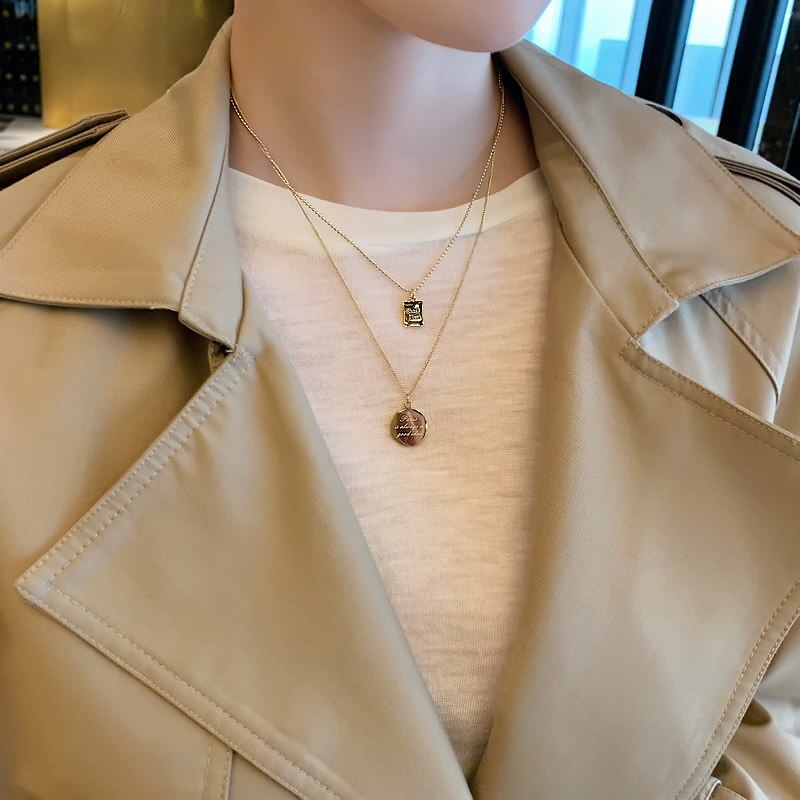 2020 nowy klasyczny projekt goodluck list kwadratowy wisiorek damski naszyjnik moda tytanowy stalowy łańcuszek na szyję podwójny łańcuszek robić obojczyka