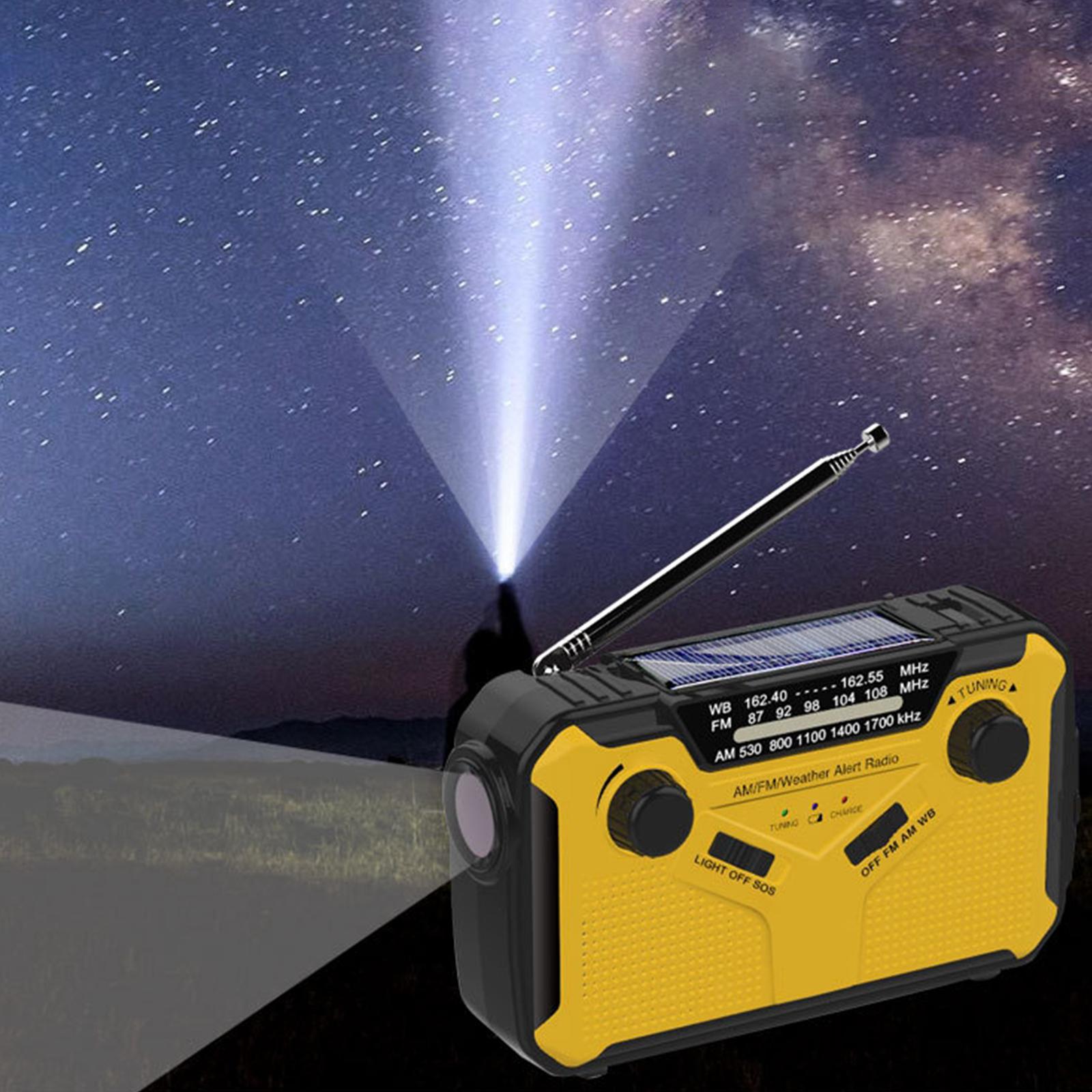 Emergency Radio Noaa Weather Alert 4-Way Powered ,LED Flashlight ,USB Input Interface Reading Lamping Wind up Lightweight