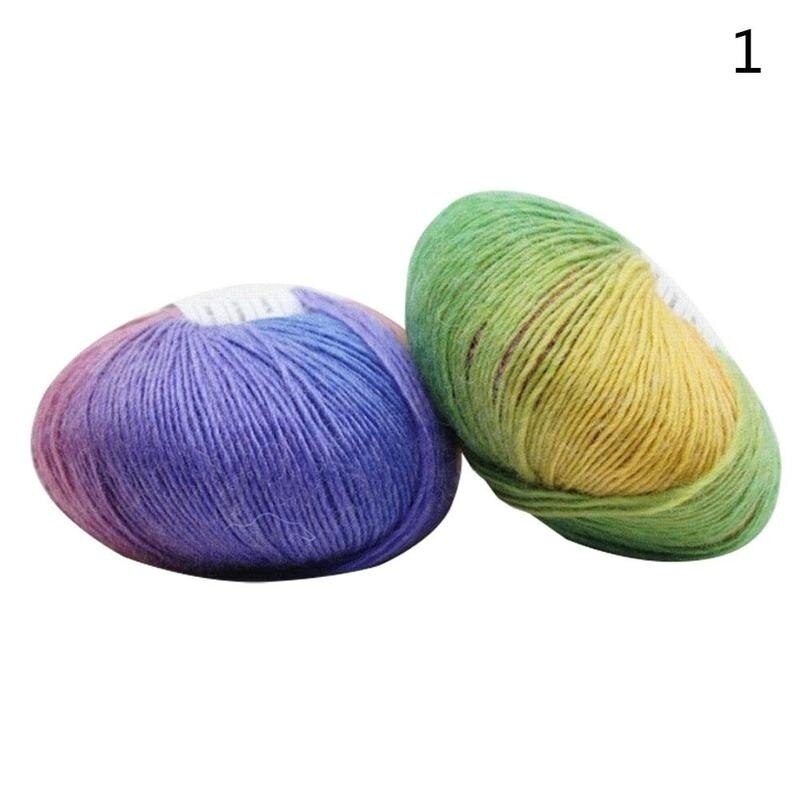 5 Rolls 50g/ball Worsted Section-dyed Rainbow Yarn Wool Yarn for DIY Hand Knitting Crochet Shawl Scarf Thread