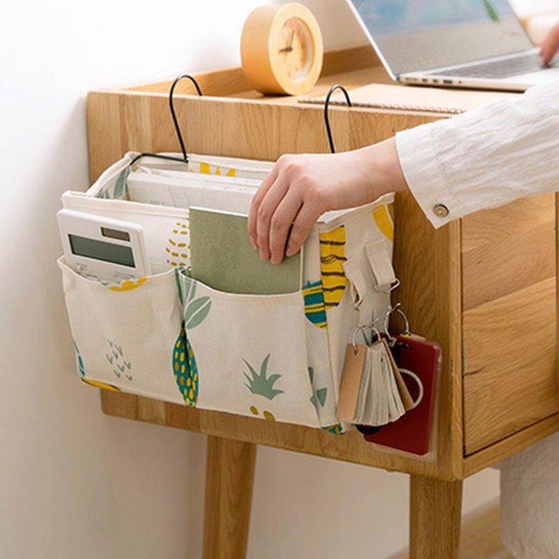 Canvas Nachtkastje Organizer Opknoping Boek Tas Met Haak Organisator Diversen Voor Thuis Keuken Slaapkamer Thuis Organisator