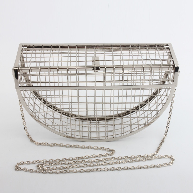 Hollow Metal Cages Women Party Clutch Evening Shoulder Bag Ladies Handbag Messenger Bags Purse Unique