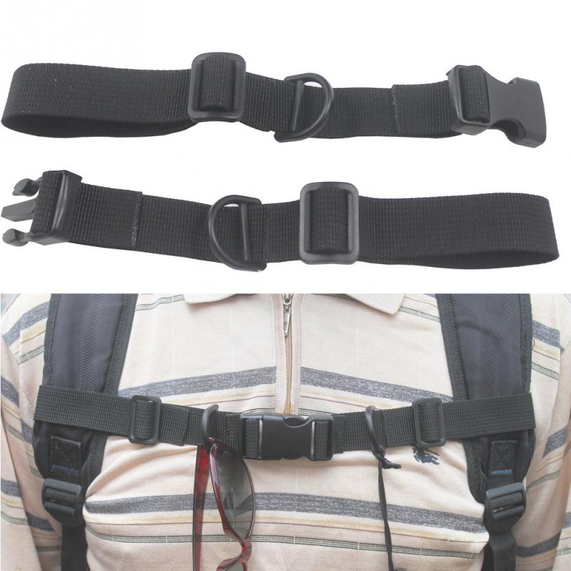 Chest Strap Harness Buckled Black Nylon With Whistle Adjustable Anti Slip Shoulder Bag Rope Backpack Accessories Outdoor Sports