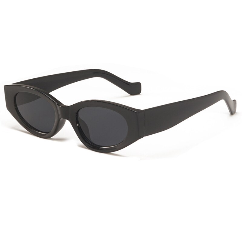 Oec cpo vintage kleine cat eye dames zonnebril heren persoonlijkheid groene punk zonnebril dames ovaal  uv400 brillen: Zwart-zwart