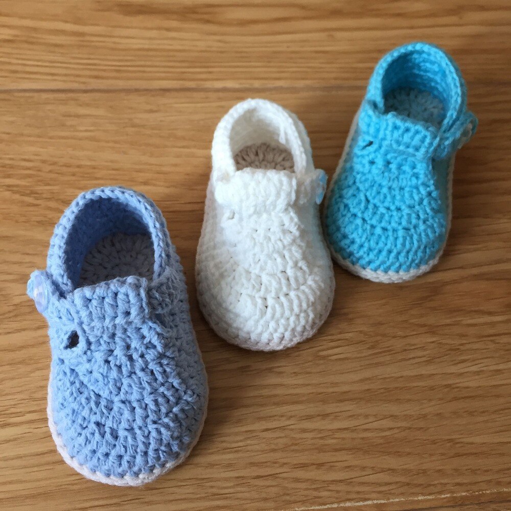 Qyflyxue  ,6 par hæklede baby sandaler, spænde flerfarvet sko