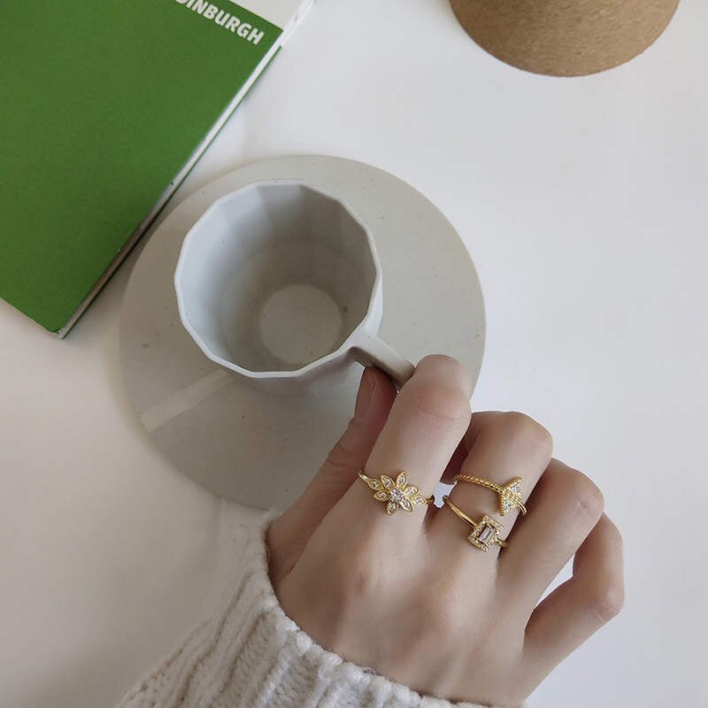 Inzatt echte 925 sterling zilveren minimalistische bloem zorcon ring voor vrouwen schattige fijne sieraden accessoires