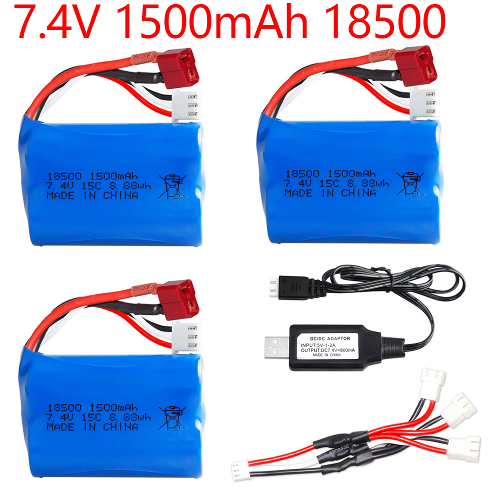 7,4 V 1500 mAh 18500 Li-Ionen-Akku mit Ladegerät für HBX 16889 16889A 16890 16890A SG1601 SG1602 1/16 4WD R/C LKW-Ersatzteile: WHITE