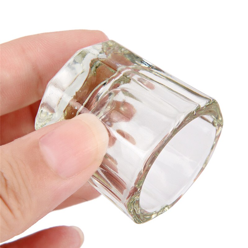 Taza de cristal para acrílico transparente, cristal líquido acrílico en polvo, plato de Dappen, transparente para manicura, 1 unidad