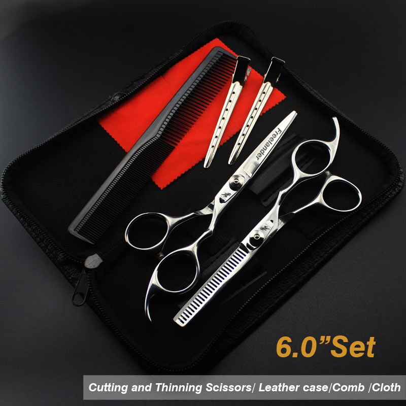 6.0inch hairdressing set Pet scissors Japan 440C Sharp Quick-cut hair scissors with advanced screws Adjustable: Set