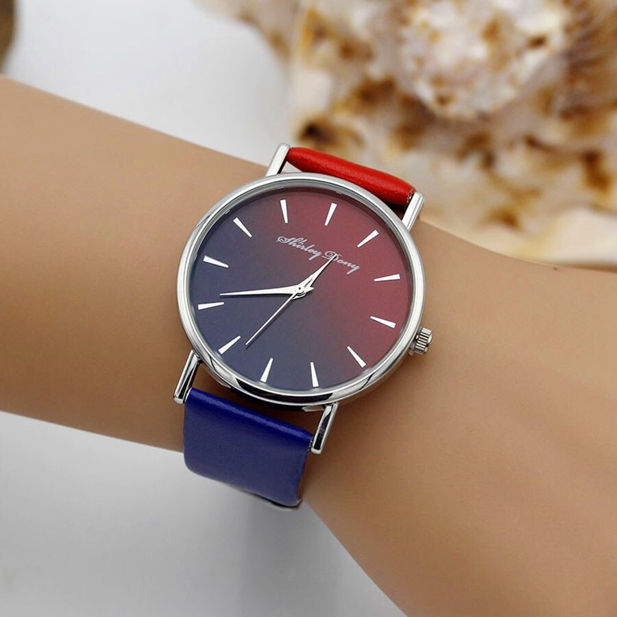 Dam casual gradient rampklocka 2 färg klockarmband lyx kvinnor klockor kvinnlig kvarts armbandsur feminino zegarek damski
