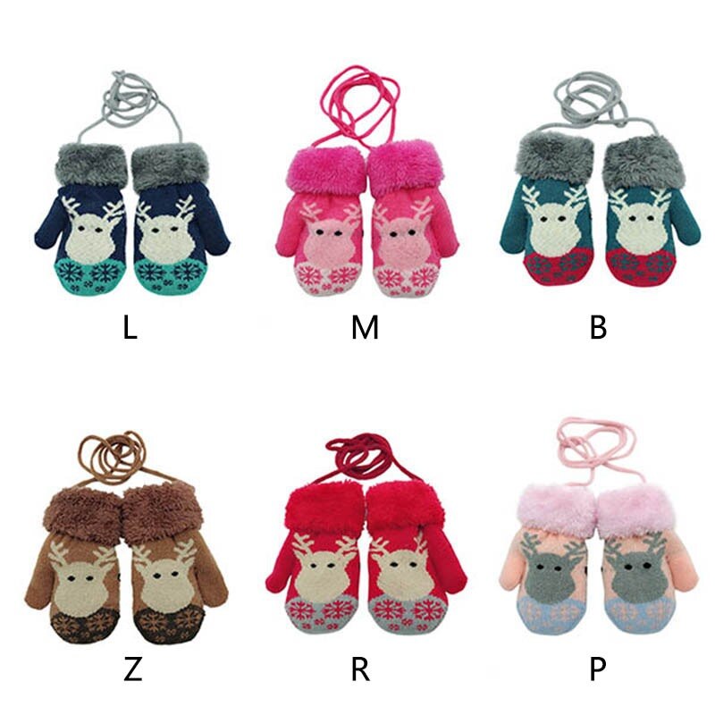 Toddler Baby Cute Thicken Plus Velvet Cartoon Bear Girls Boys Of Winter Warm Gloves double Thick Knitting Gloves