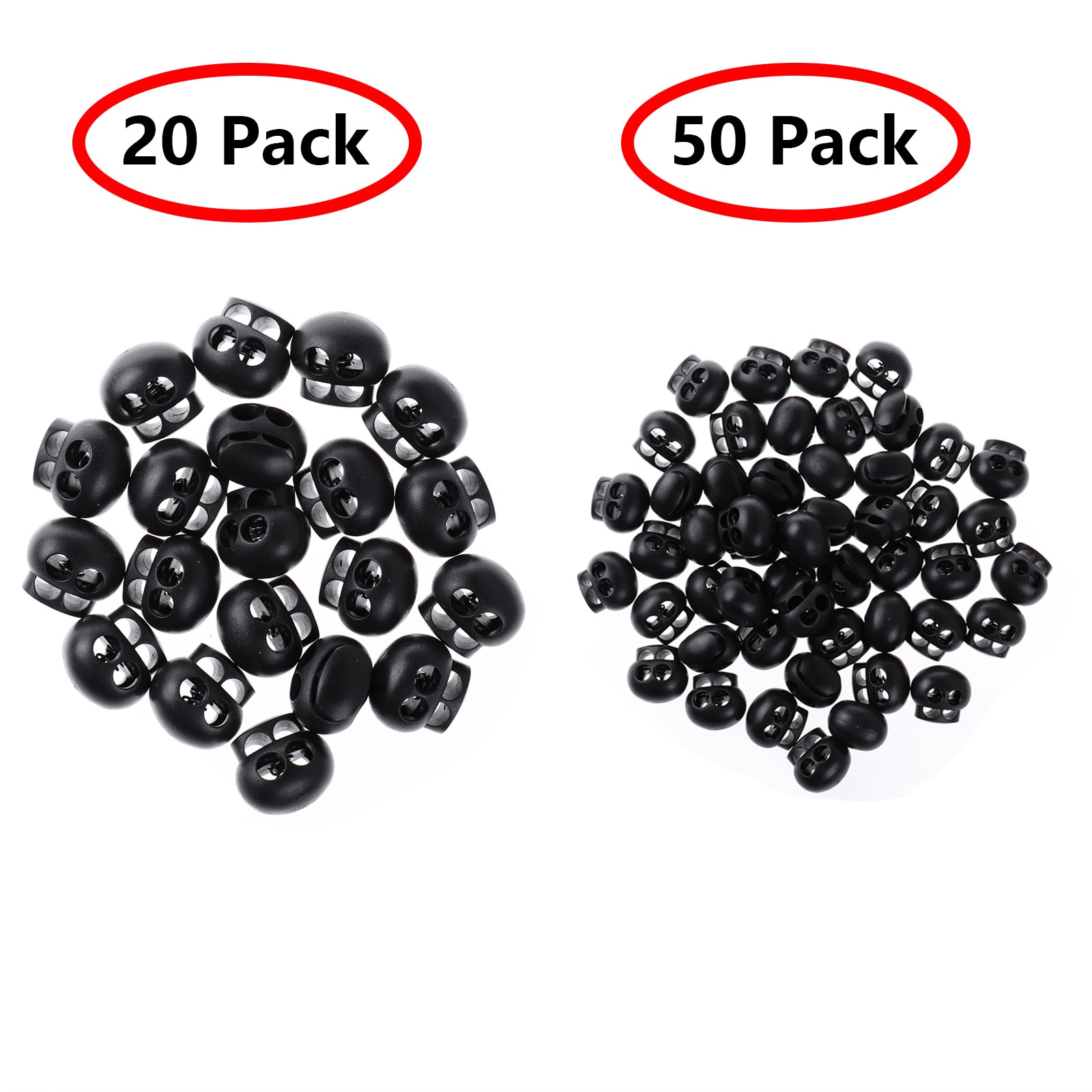20/50Pcs Plastic Cord Lock End Stoppers Toggle Dubbele Gat Voorjaar Sluiting Varken Neus Knoppen Voor Kleding Lanyard bagage Schoenen