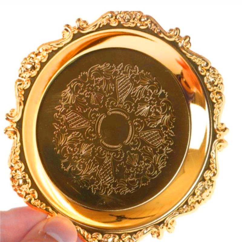 Metal Cake Plate Afternoon Tea Pastry Tray Home Living Room Coaster Snack Plate Fruit Plate Jewelry Storage Plates Ornaments