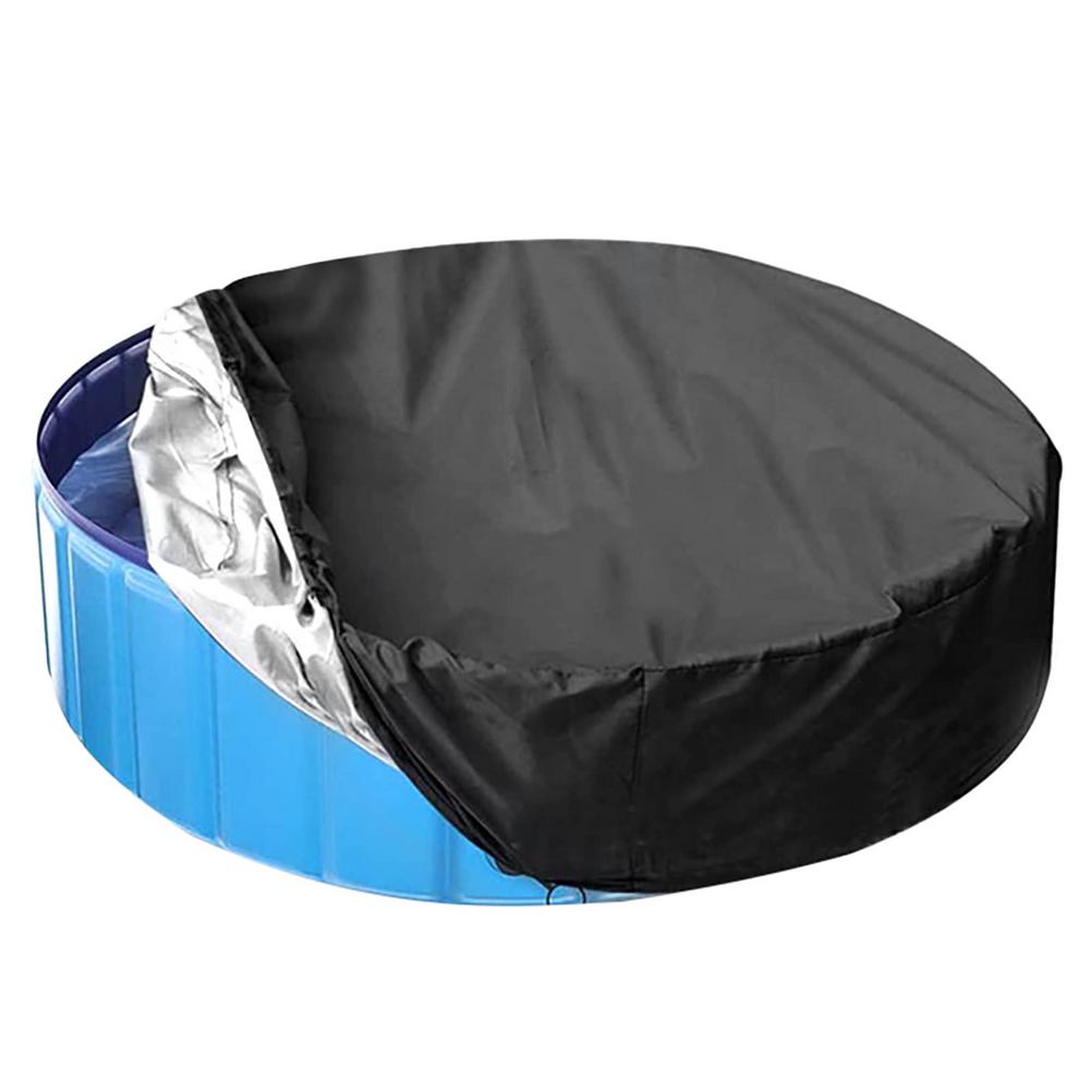 122/162cm Round Pool Cover Foldable Waterproof Dustproof Bathtub Cover 210D Oxford Cloth Outdoor Swimming Pool Tub Cover