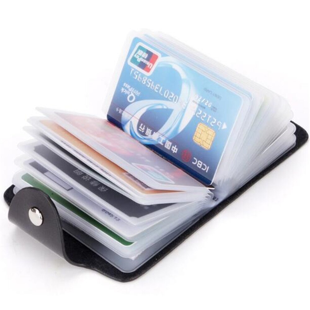Porte-cartes de crédit 24 Bits, en PU, couleur unie, grande capacité, rangement, Clip, organisateur, étui pour identification, pochette