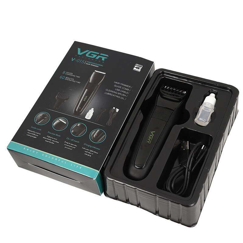 Cortadora de pelo VGR 015, cortadora de pelo para adultos, recargable vía USB, resistente al agua, de 2 a 14mm y 12 velocidades