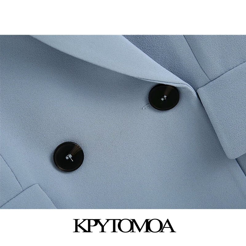 Kpytomoa kvinder kontor slid dobbelt breasted blazere frakke vintage lommer løstsiddende kvindelige overtøj chic toppe