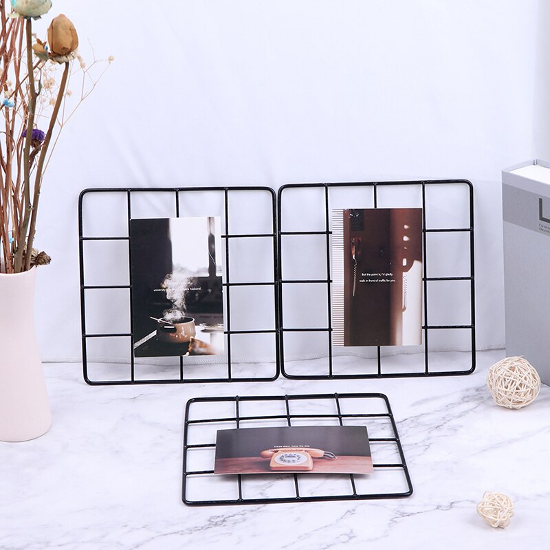 1pcs 20/35/50cm Style Metal Grid Photo Frame Wall Art Display Mesh Storage Shelf Organizer Rack Holder Home Decoration