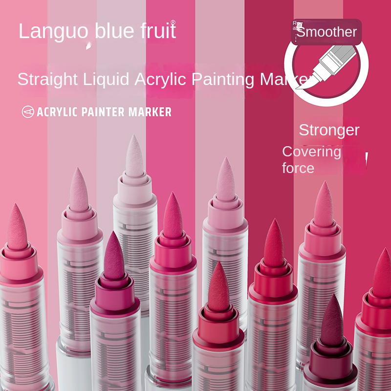 Languo – stylo marqueur acrylique, peinture à tête souple, peut être empilable, contrôle intelligent de la couleur, stylos de couleur à l'encre, ensemble de pinceaux pour étudiants de 9 couleurs