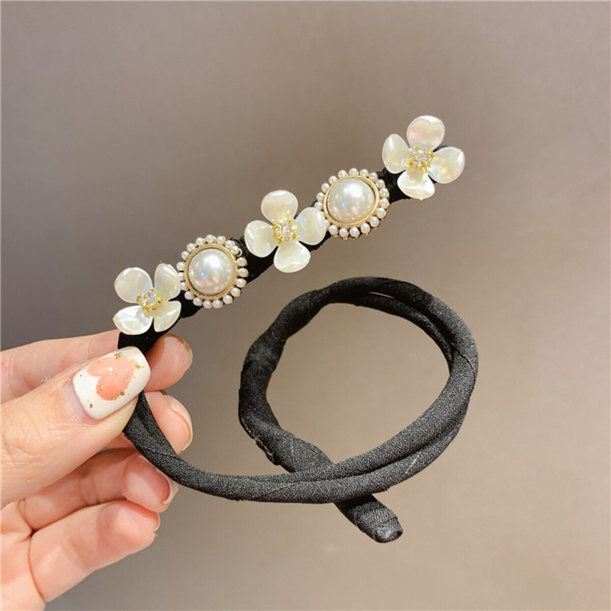 Fabricante de moños de pelo de concha coreana, herramienta para moño de flores y perlas, peinado con volumen perezoso: Plata