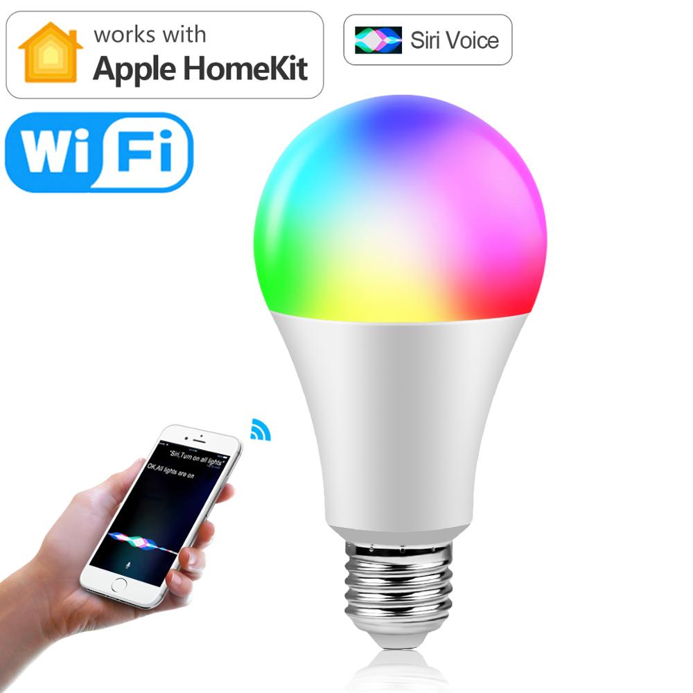 Apple homekit wifi led smart lampe 15w rgb siri stemmestyring smart home pære arbejde med dohome apple ios / bluetooth 4.0 belysning