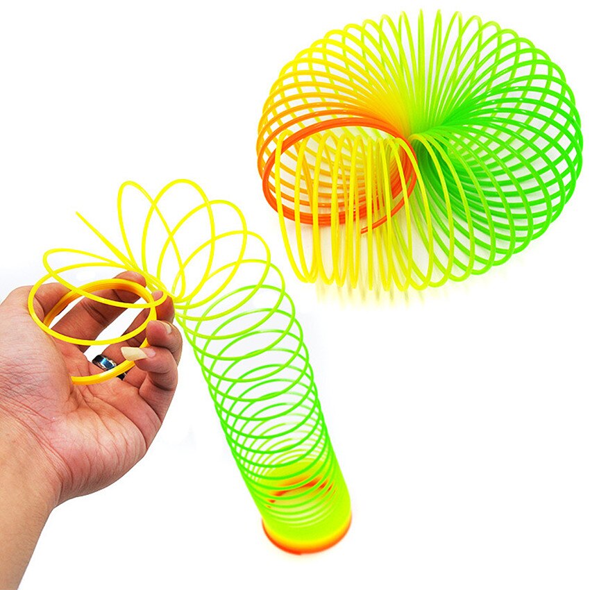 1Pcs Regenboog Cirkel Grappig Speelgoed Early Development Educatief Folding Plastic Spring Coil Kinderen Magical Speelgoed