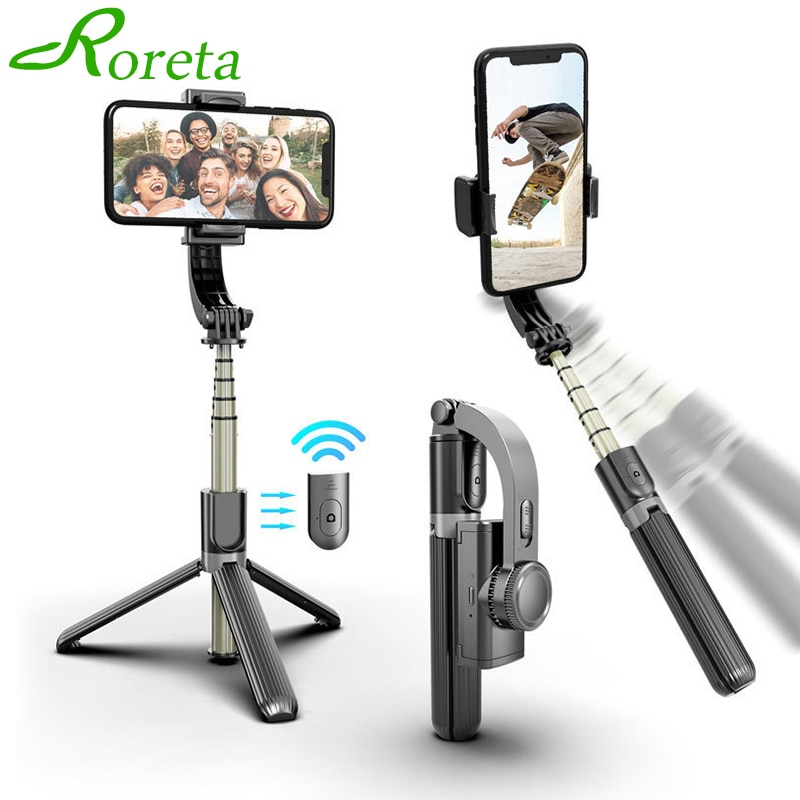 Roreta Draadloze Bluetooth Selfie Stick Opvouwbare Statief Handheld Gimbal Stabilizer Smartphone Selfie-Stick Voor Iphone Huawei
