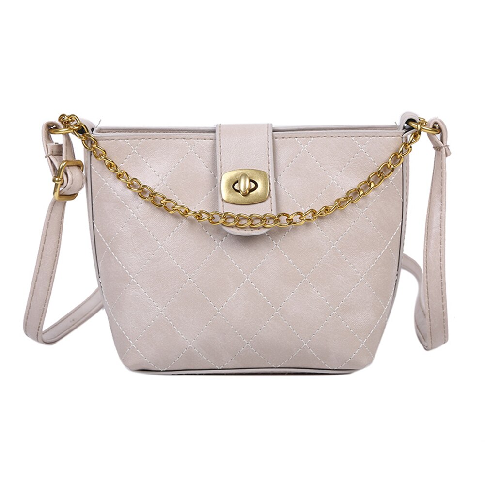 Frauen Schulter Umhängetaschen PU Leder Einfarbig retro Umhängetasche Für Weibliche Damen Schlinge Kette Eimer Handtasche: licht braun