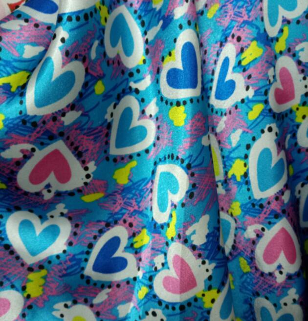 Dekoration blankt stof dejligt hjerte trykt charmeuse stof polyester tilda håndværk tørklæde bånd materiale satin stoffer: 3