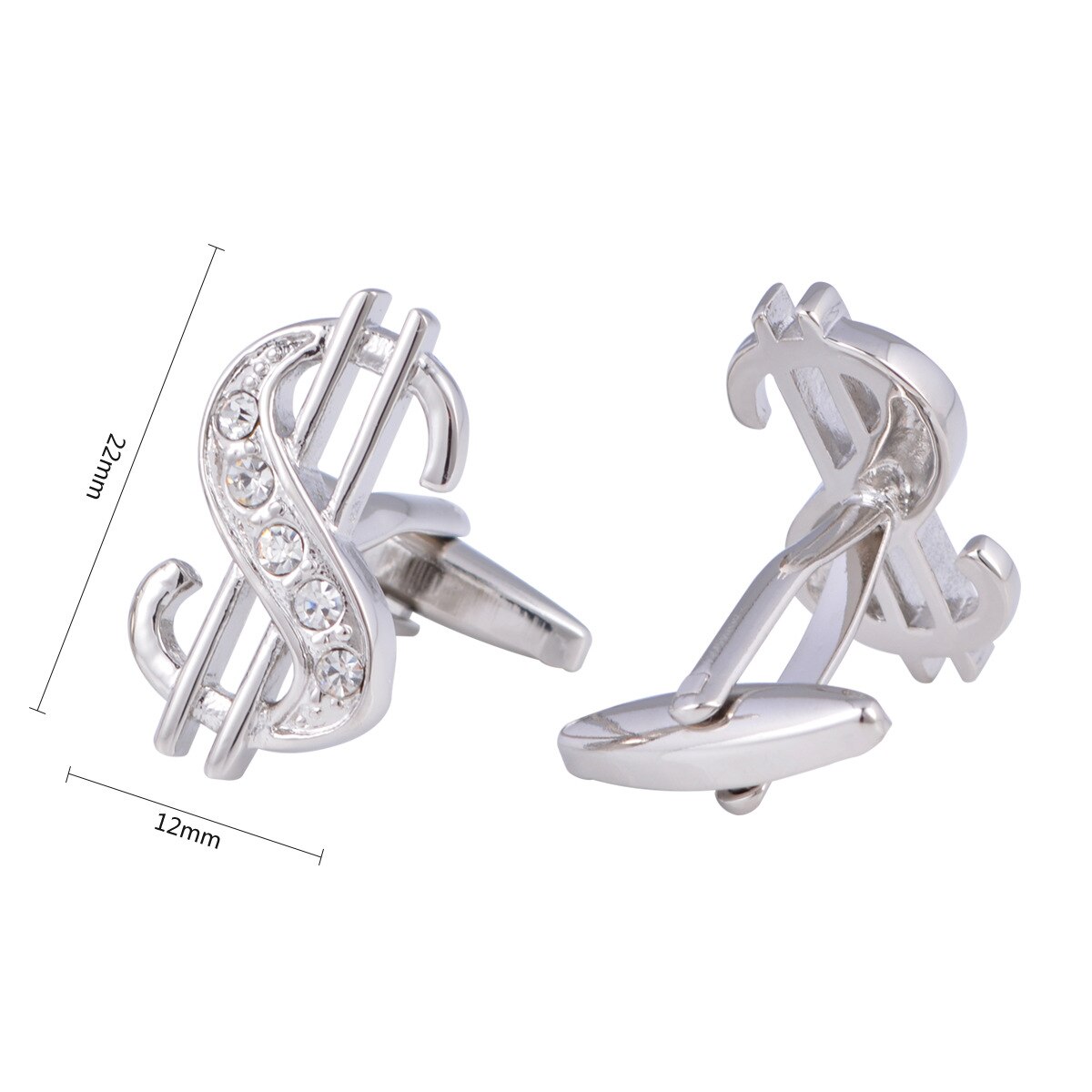 High-end Dollar Sign Cufflinks French Shirt Cuff Button Men's Suit Business Jewelry Metal Crystal Cufflink