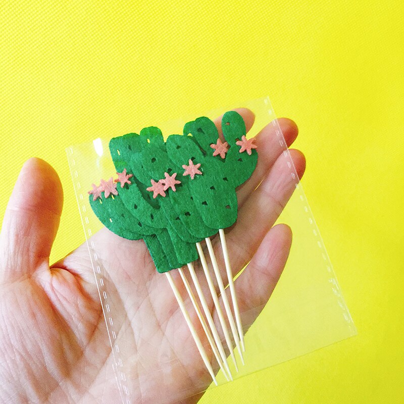 Venta de liquidación ~ 42 Uds cactus/suministros de de fieltro bonito/adornos para cupcakes/selecciones para chico decoraciones para de cumpleaños/niños niñas: 42 green
