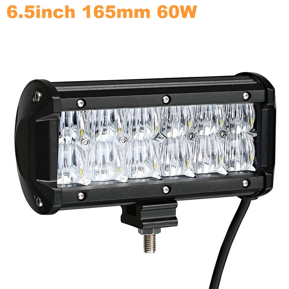 Weketory 4 6,5 4 9,3 12 17 pulgadas 30W 60W 90W 120W 180W 5D Barra de luz LED de obra para Tractor Boat OffRoad 4WD 4x4 camión SUV ATV 12V 24v: 1PC 60W Flood