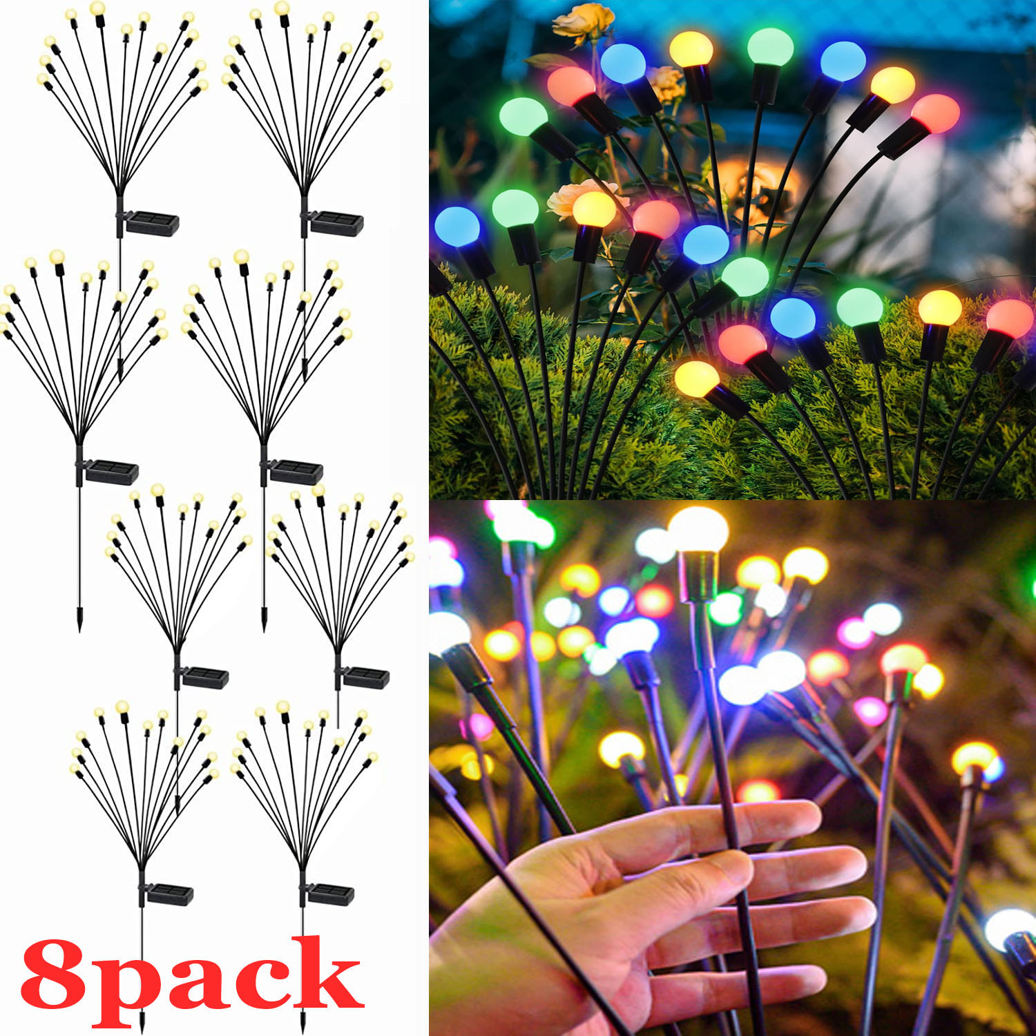 Luces solares de jardín, luz oscilante Solar, luces de viento para exteriores, luces decorativas para Patio, decoración de camino: Amarillo limón / 0-5 W