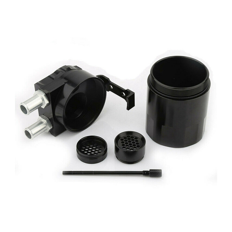 Universal Baffled Oil Catch Tank Can Car Racing Engine Reservoir Breather Black