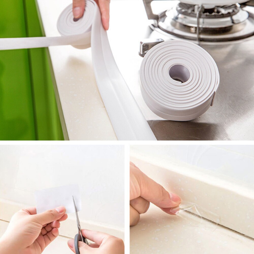 Auto adesivo fita impermeável anti umidade do banheiro mosaico adesivos de parede cozinha pia porta janela fenda tira