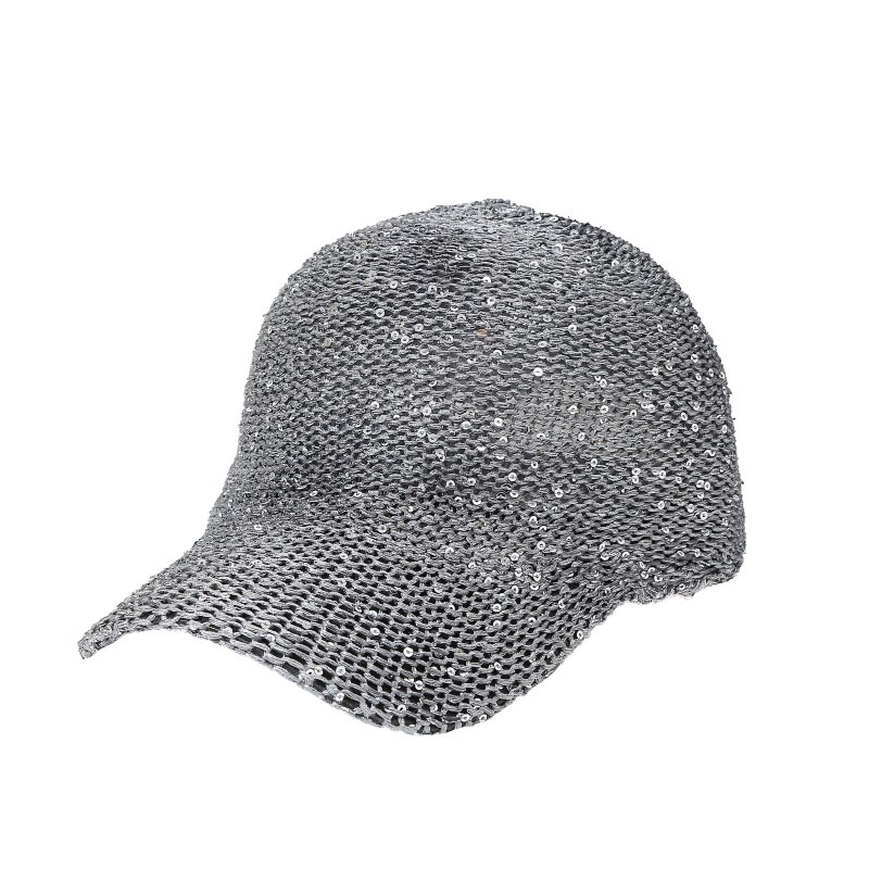 Sport baseball pet katoenen bling ster bedrukt geborduurde hoed sportkleding hiphop hoed outdoor zonnebrandcrème ademend mesh pet: Grijs