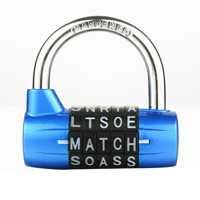 ABKT-5 Letter Zinc Alloy Combination Padlock Code Password Lock Door Cabinet Drawer Bike Motorcycle Student Locker Locks: blue