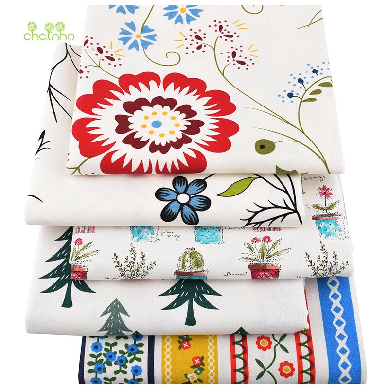Chainho, blomsterserie, trykt bomullslinstoff for quilting og sying av sofa/duk/møbeltrekk/putemateriale