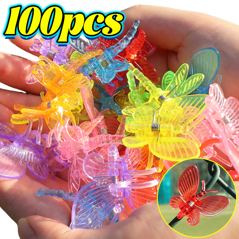 Pince à orchidée libellule papillon, 100/10 pièces, Clips pour plantes de jardin, vigne grimpante, Support fixe, Clip en plastique, décoration de jardin bonsaï