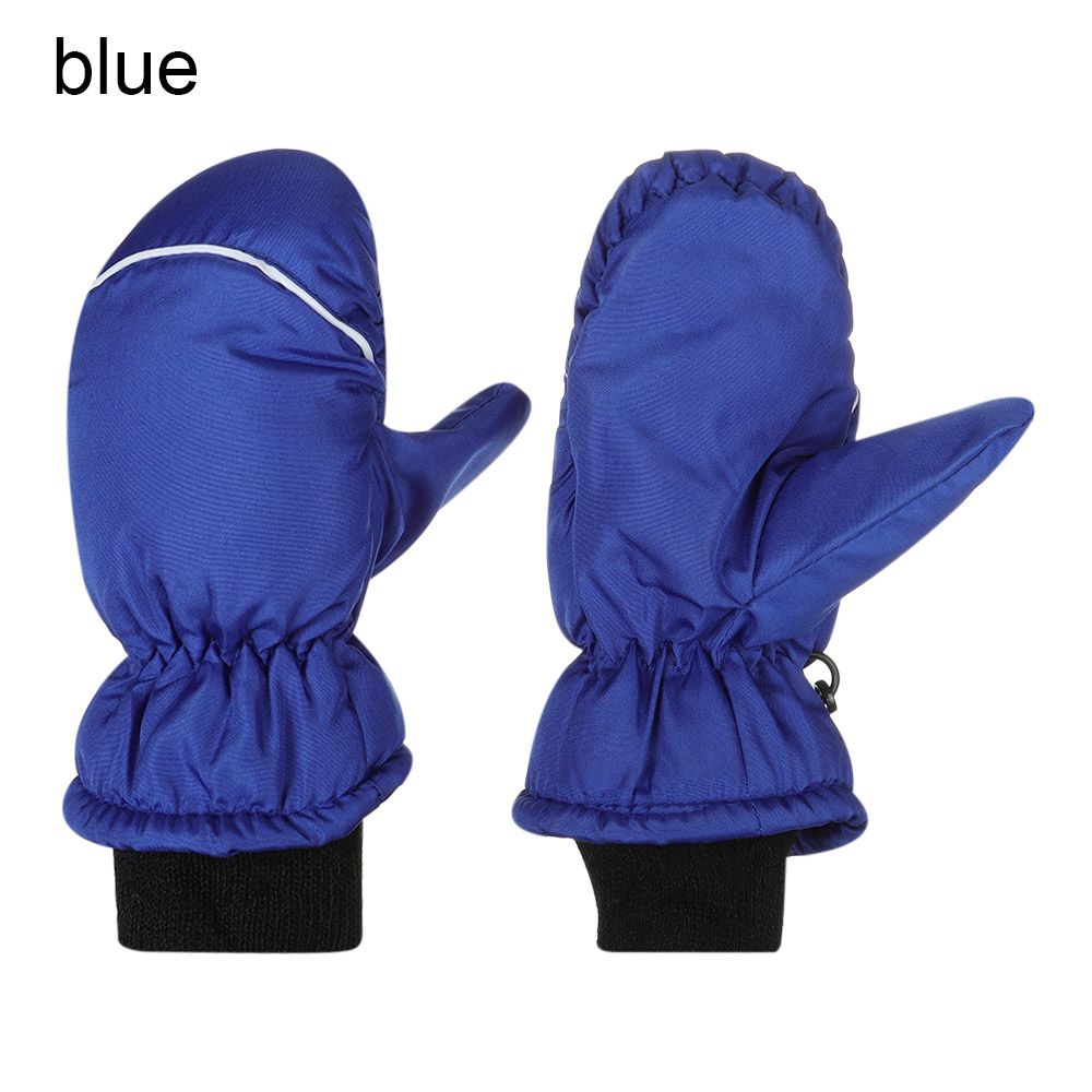 Winter Must Children Kids Windproof Waterproof Snow Snowboard Children Ski Gloves Outdoor Riding Long-sleeved Mitten: Blue