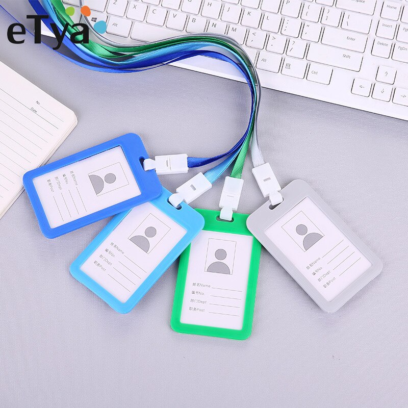 eTya Men Women Business Card Holder Identity Badge Name Tag Neck Strap Credit Card Holders Bank Card Bus ID Holders Case