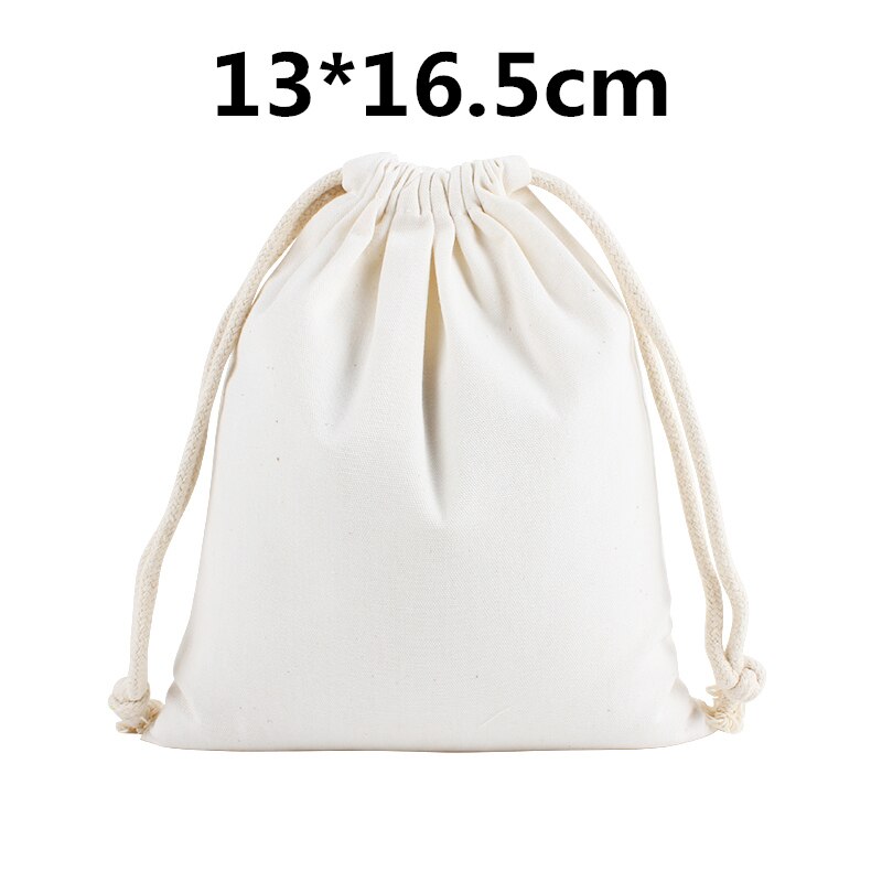 Original zhuangshijie 10 stk / lot muslin bomuldsposer med løbegang til daglig opbevaring 29*39 cm 11.5*15.5 inches: 13 x 16.5cm