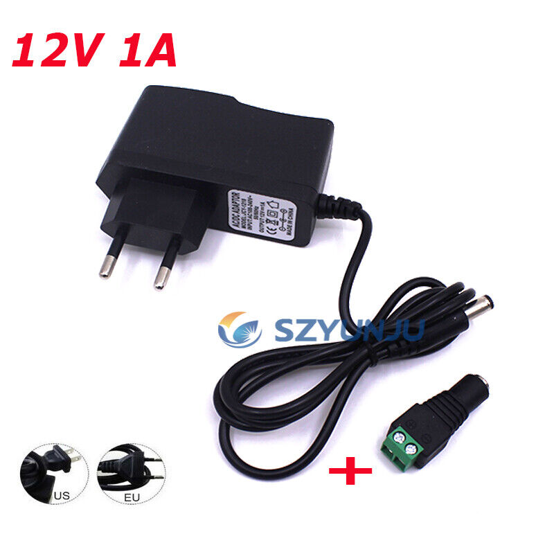 Enchufe EU US AC 100-240V a DC 12V 1A 2A 3A 12W 24W 36W cable adaptador de fuente de alimentación para tira de luces LED/con conector: Negro / 230 V